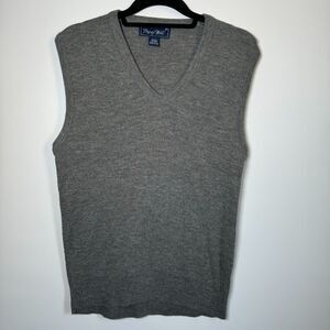 Vintage Troy Hill Sweater Vest Men Medium Gray Knit Orlon Made in USA 80s Preppy